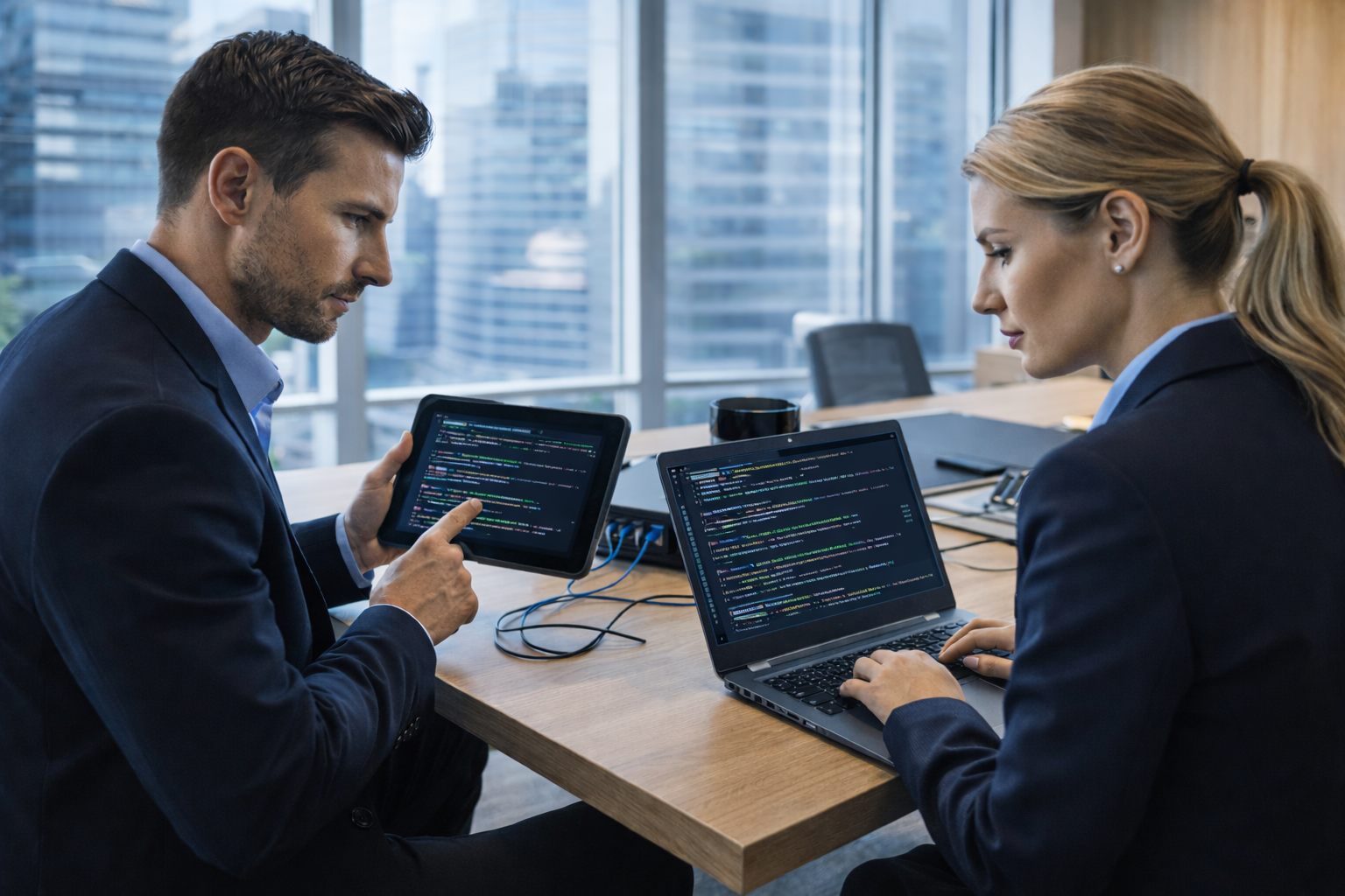 Profesionales de ciberseguridad analizando sistemas y riesgos de seguridad de la información